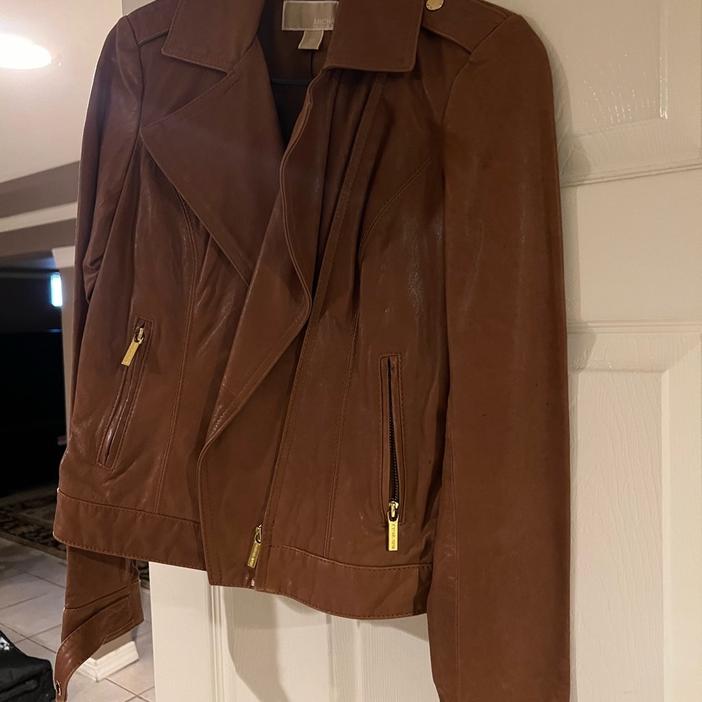Michael Kors x small leather moto jacket women’s